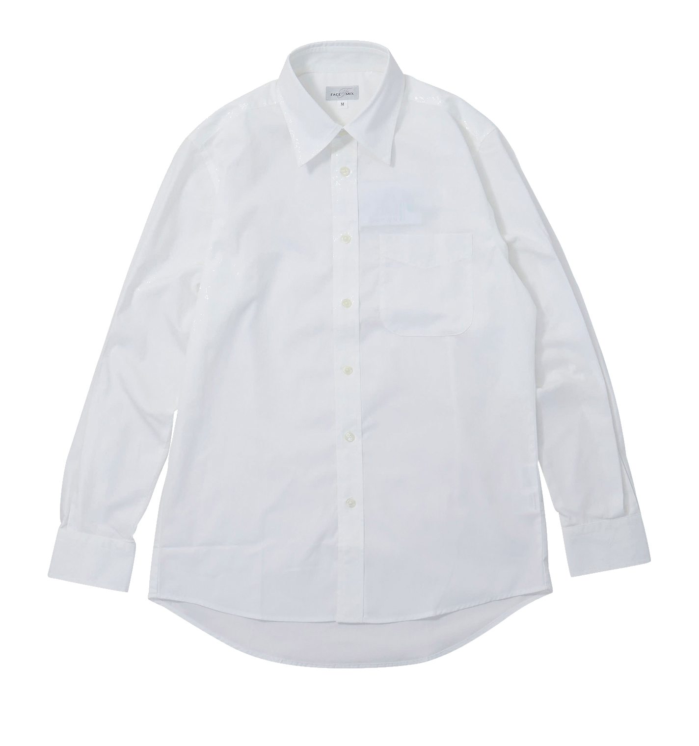 白ボタンブロードレギュラーカラー長袖シャツ