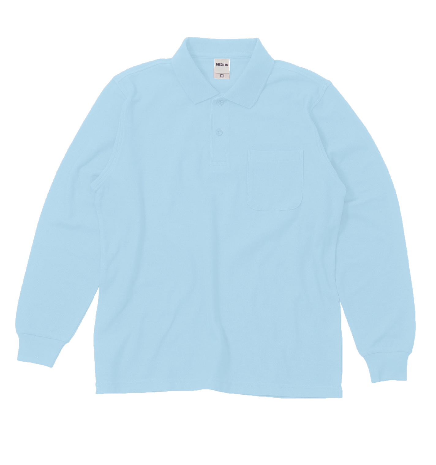 ポケット付CVC鹿の子ドライ長袖ポロシャツ