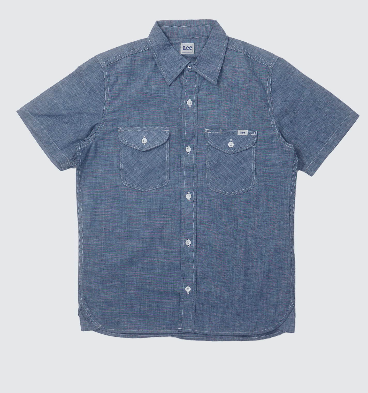 Leeメンズシャンブレー半袖シャツ