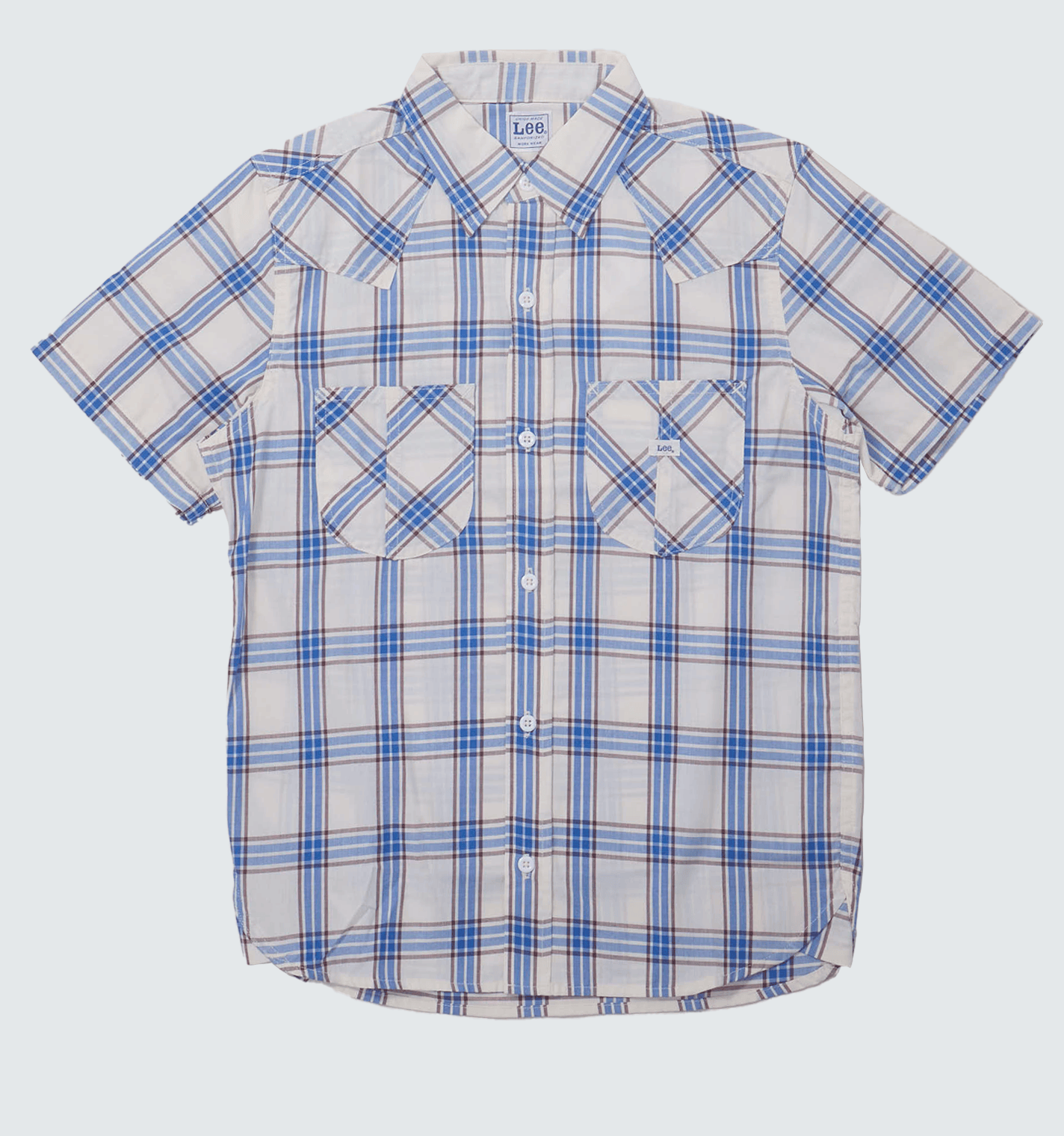Leeメンズウエスタンチェック半袖シャツ
