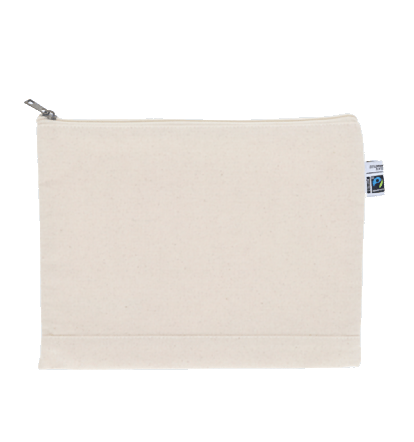 フェアトレードコットンキャンバスフラットポーチ(L) ナチュラル