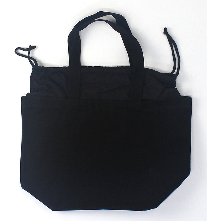 厚手キャンバス巾着付トート(M) ナイトブラック